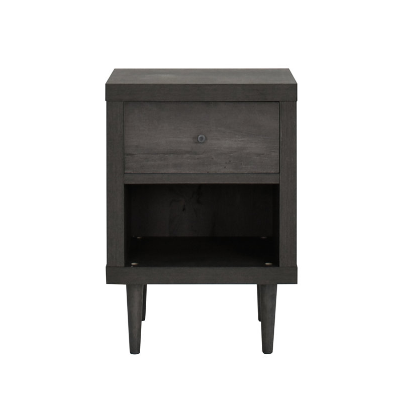 1 table de chevet de style Mid-Century avec option de rangement, Gris