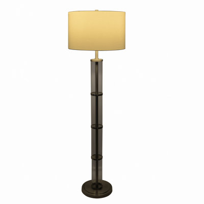 Brushed Nickel Floor Lamp With 3-Way Rotary Switch Clear Glass Body  Metal Base
