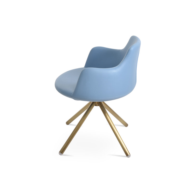 Chaise avec accoudoirs Dervish, Bleu, Laiton