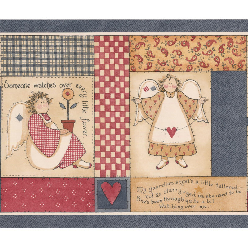 Bordure de papier peint à rayures abstraites pour enfants L 15 pi x 7 po Amoll Guardian Angels