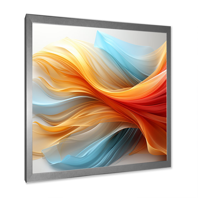 Contemporary Contemporary Waves - Imprimé, H 30 po x l 30 po x P 1 po, Cadre photo argenté