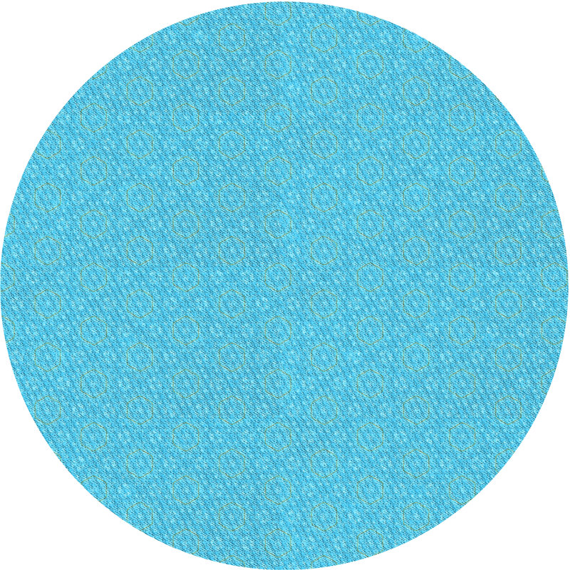 Tapis géométrique en laine turquoise, Rond 6 pi