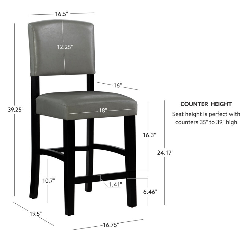 Barile Upholstered Counter/Bar Stool, Counter Stool (24.17" Seat Height), Dove Gray
