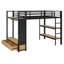 Lit mezzanine avec garde-robe, tablettes de rangement et panneau perforé-195990842