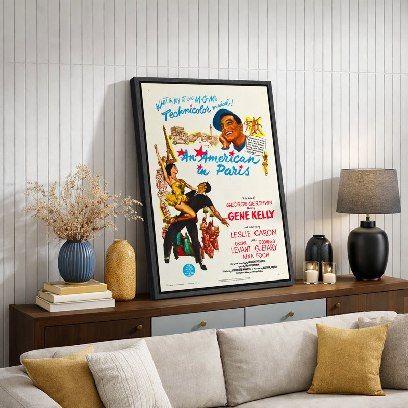 An American in Paris Classic Musical Movie, H 36 po x l 24 po x 1,5 po, Cadre flottant noir