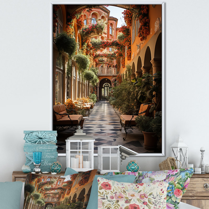 Espagnole, art mural espagnol, reproduction de paysage hacienda - Arabu espagnol hacienda, H 44 po x l 34 po x P 1,5 po