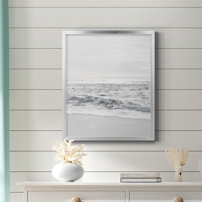 Toile encadrée de qualité supérieure Gentle Tides II - prête à être accrochée, Argent, H 20 po x l 16 po
