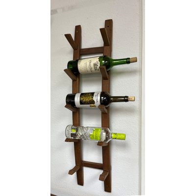 5 - Bottle Solid Wood Wine Bottle Rack in Brown