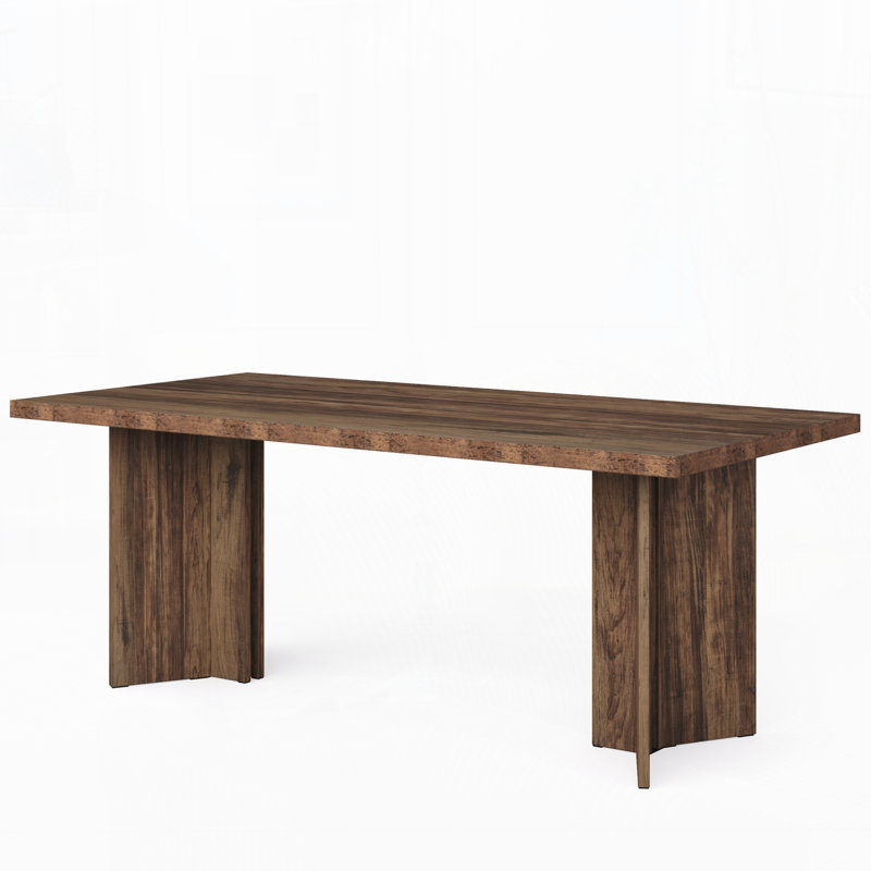 63" Farmhouse Dining Table for 4-6, Dark Walnut