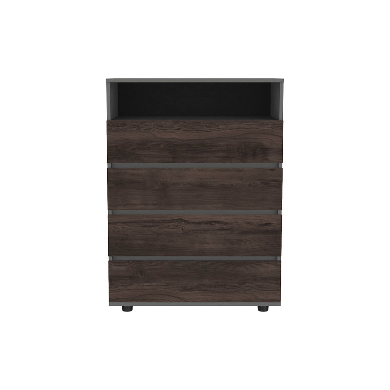 Commode 4 tiroirs avec tablette ouverte, Gris foncé