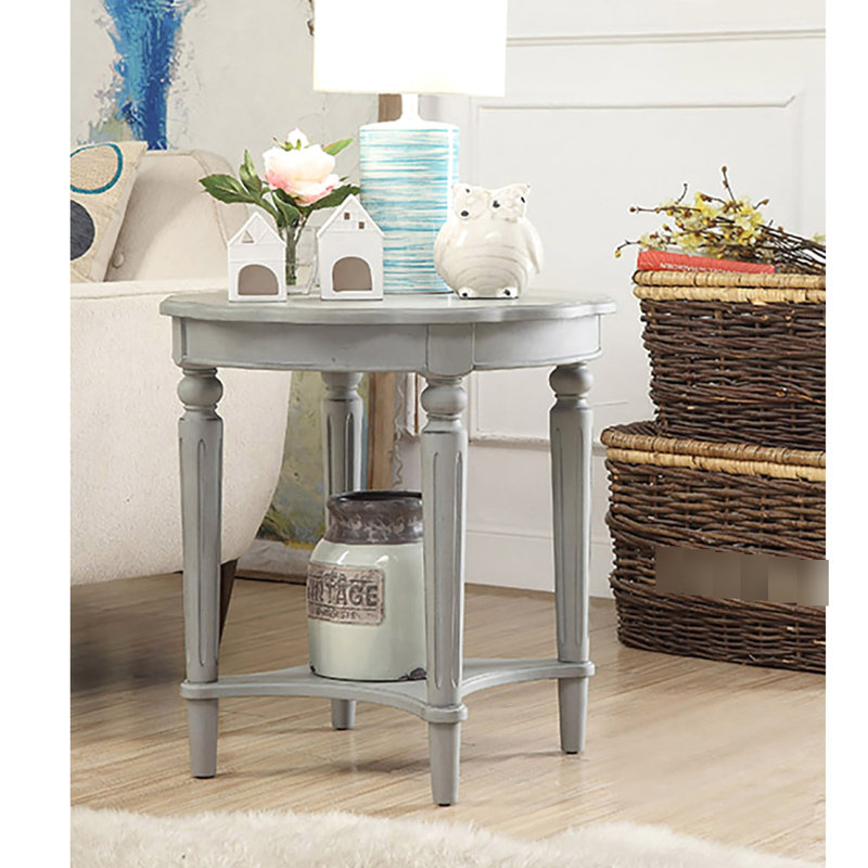 Table d'appoint en ardoise antique d'inspiration antique avec tablette inférieure et support, options de rangement élégantes