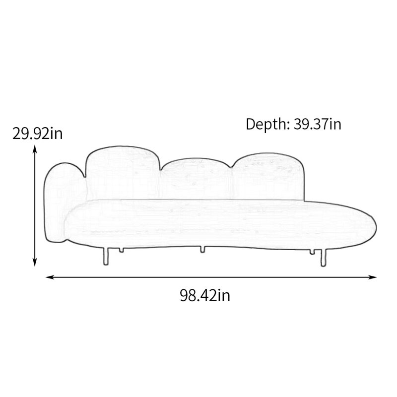Méridienne confortable, coussin de siège épais, pied en métal, Accoudoir à gauche (vu de face), Noir