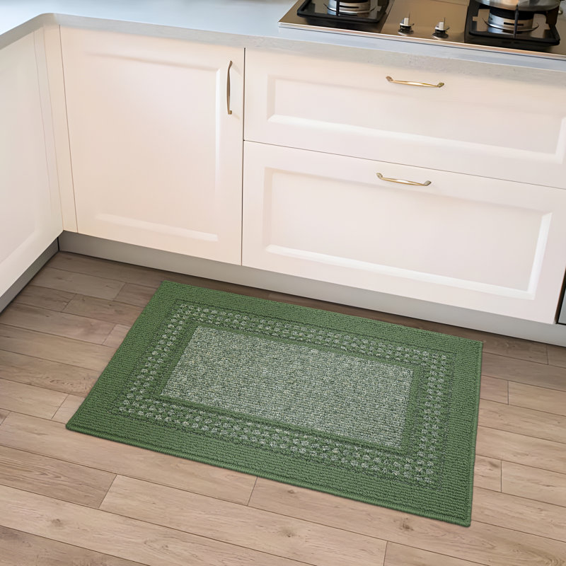 Tapis de cuisine antidérapant lavable à la machine, Vert, Rectangle 1 pi 8 po x 2 pi 8 po