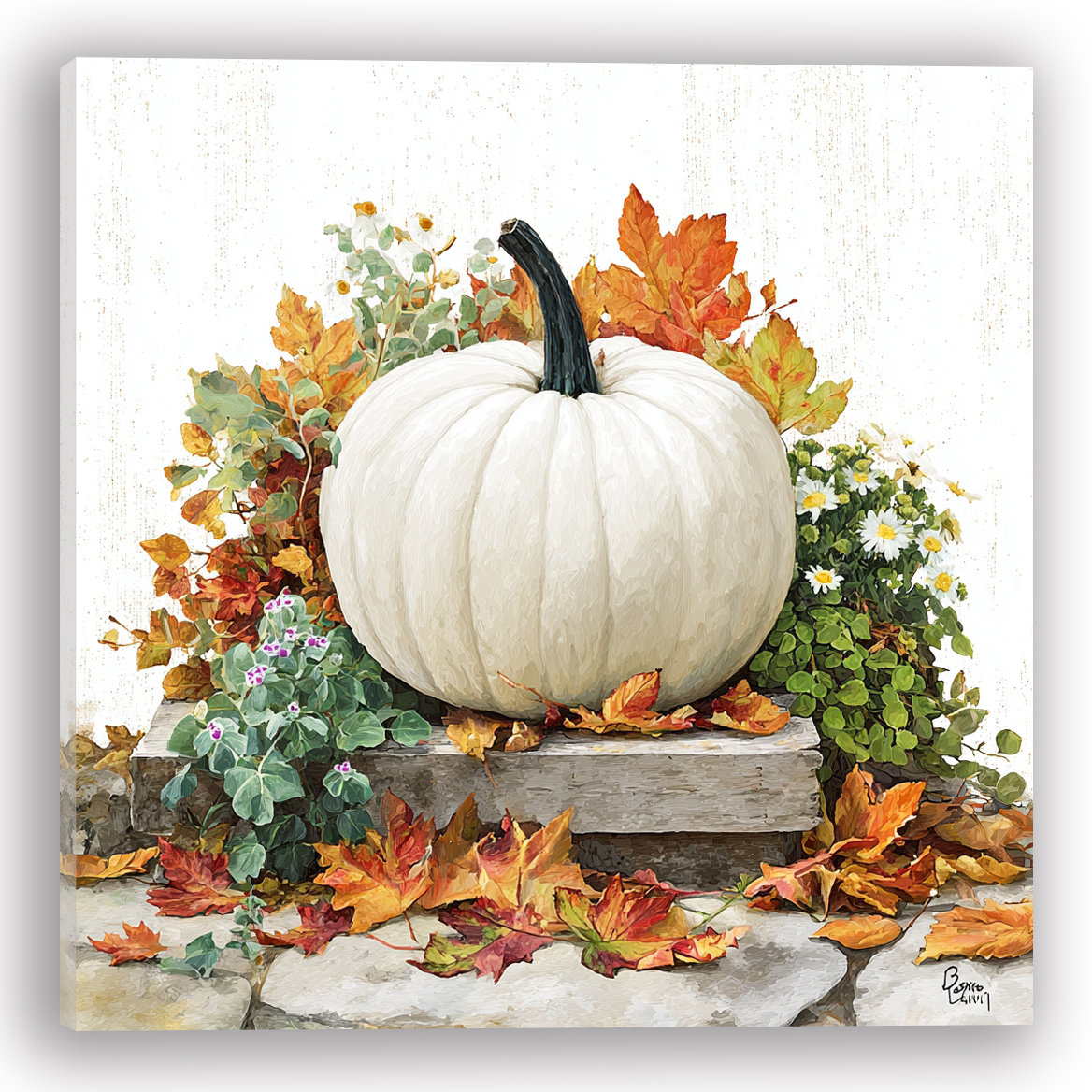 Ophelia & Co. White Pumpkin Autumn Still Life Wrapped Canvas Wall Art ...