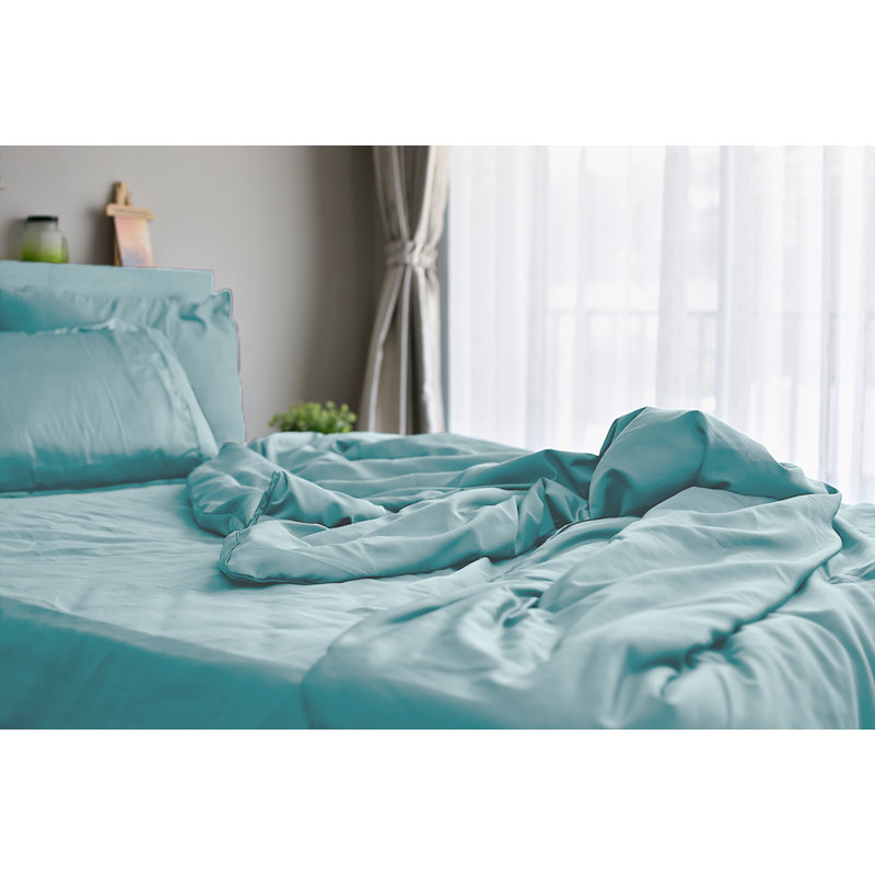 6 Piece Rayon Guest Room Sheet Set Case Pack, Full Sheet Set + 1 Fitted Sheet + 4 Pillowcases, Aqua