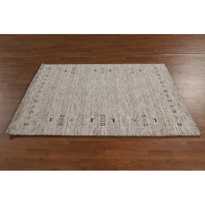Tapis indien rayé fabriqué à la main Gabbeh 4 x 6
