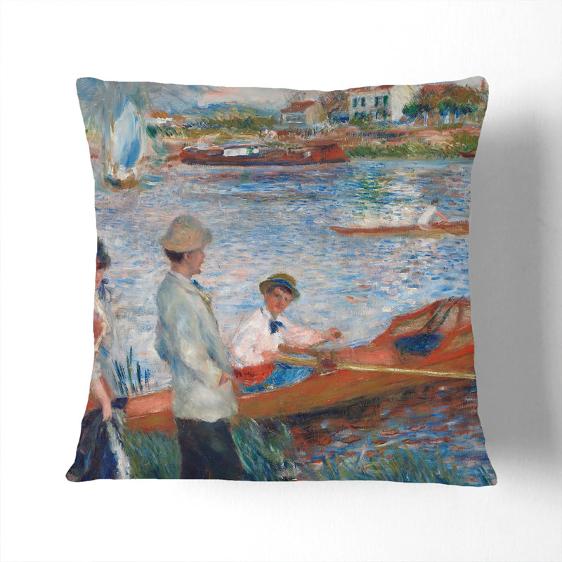 Oarsmen At Chatou Square Throw Cushion, 55cm H x 55cm W x 20cm D, Black