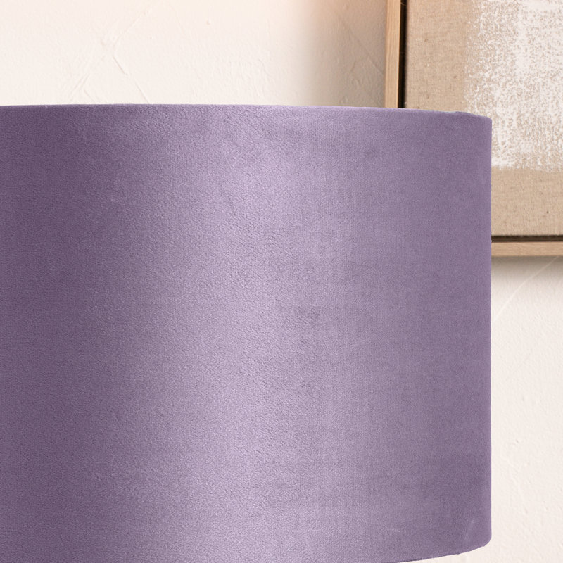 Rene Velvet Drum Lamp Shade ( Uno ), Purple, 27cm H x 40cm W x 40cm D