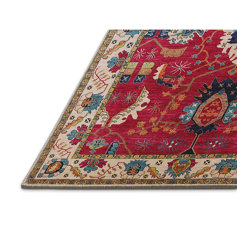Tapis à motif oriental rose, Rectangle 6 pi x 9 pi