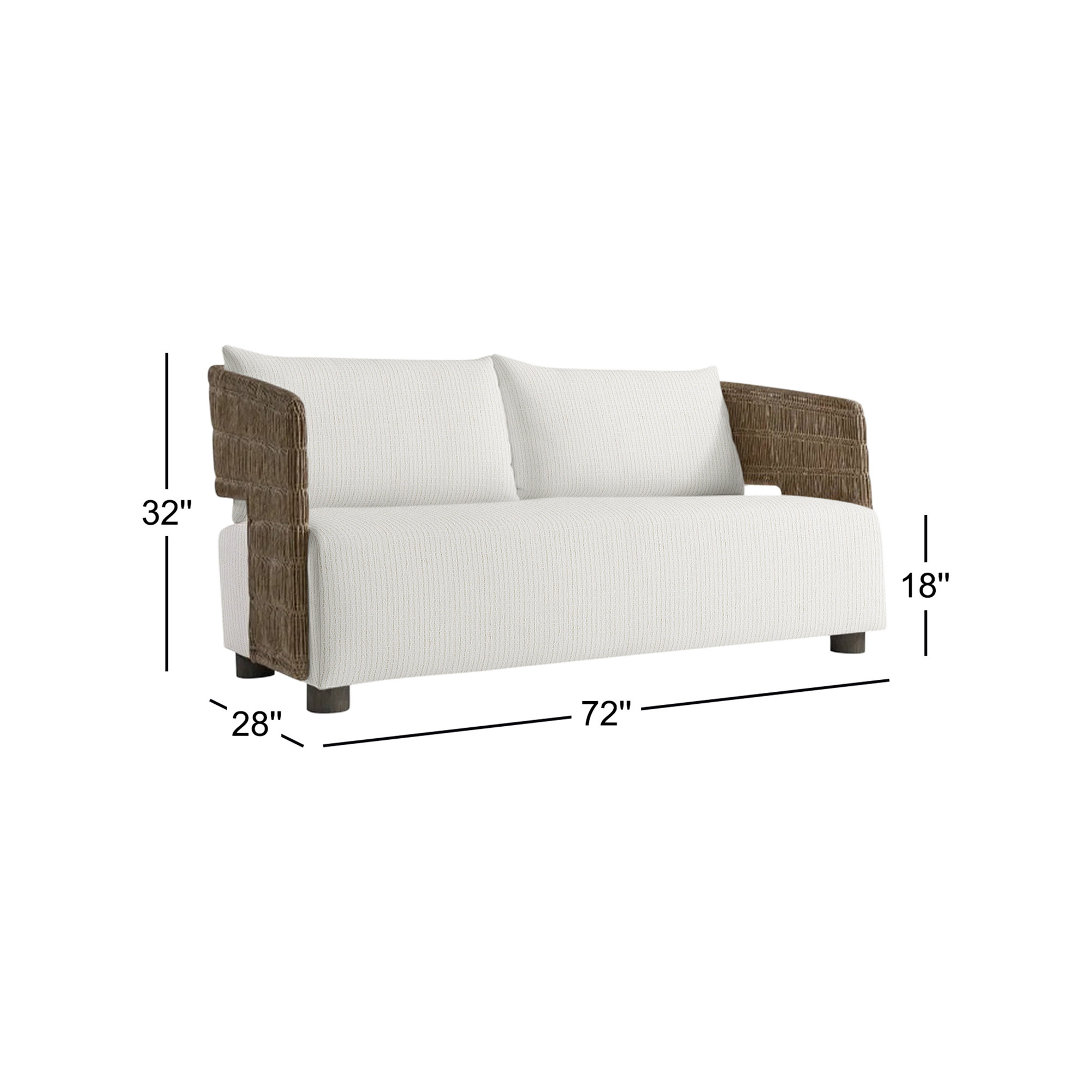 Maldives Outdoor Teak Loveseat, Cream Outdoor Poly 6070-002