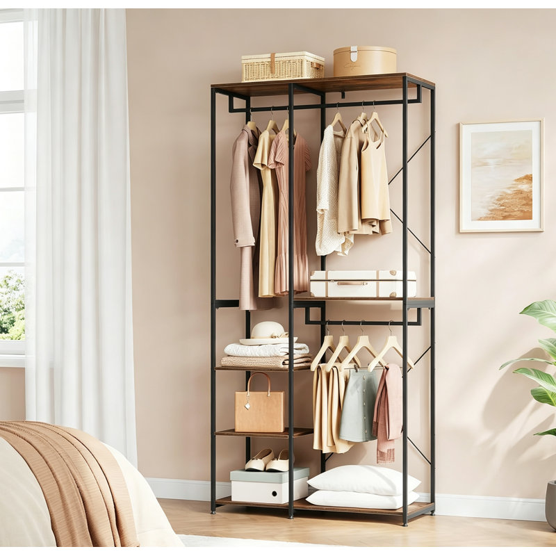 Mahurin 90cm Clothing Rack, Black/Vintage Wood