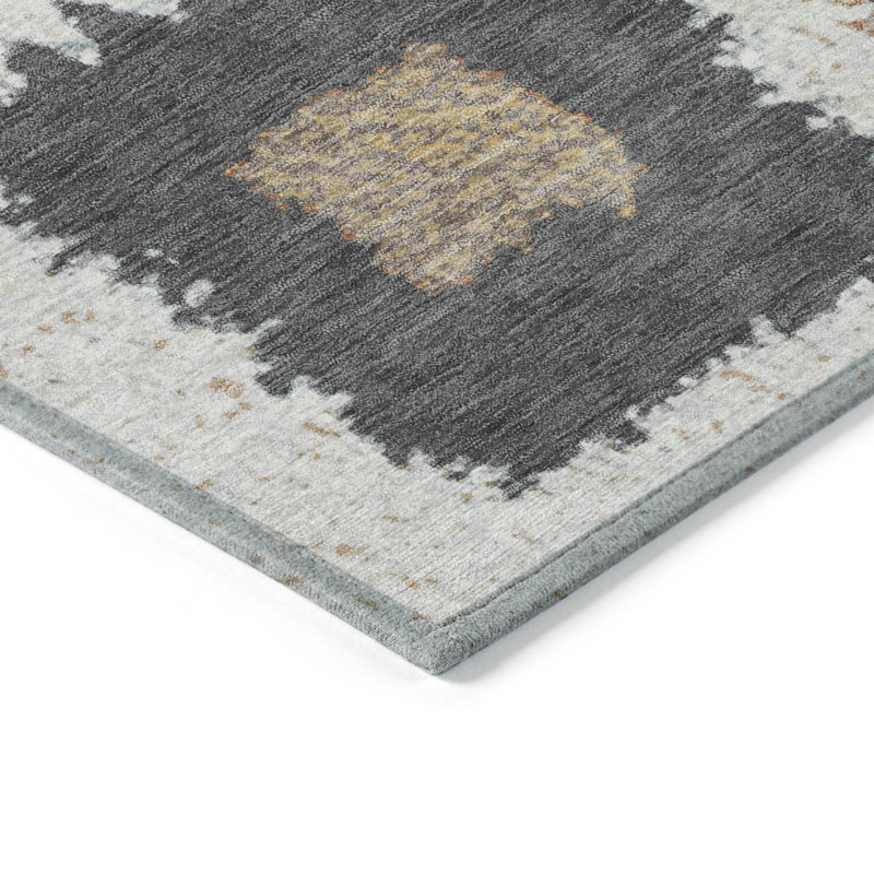 Tapis intérieur / extérieur ivoire et anthracite lavable 9 pi x 12 pi