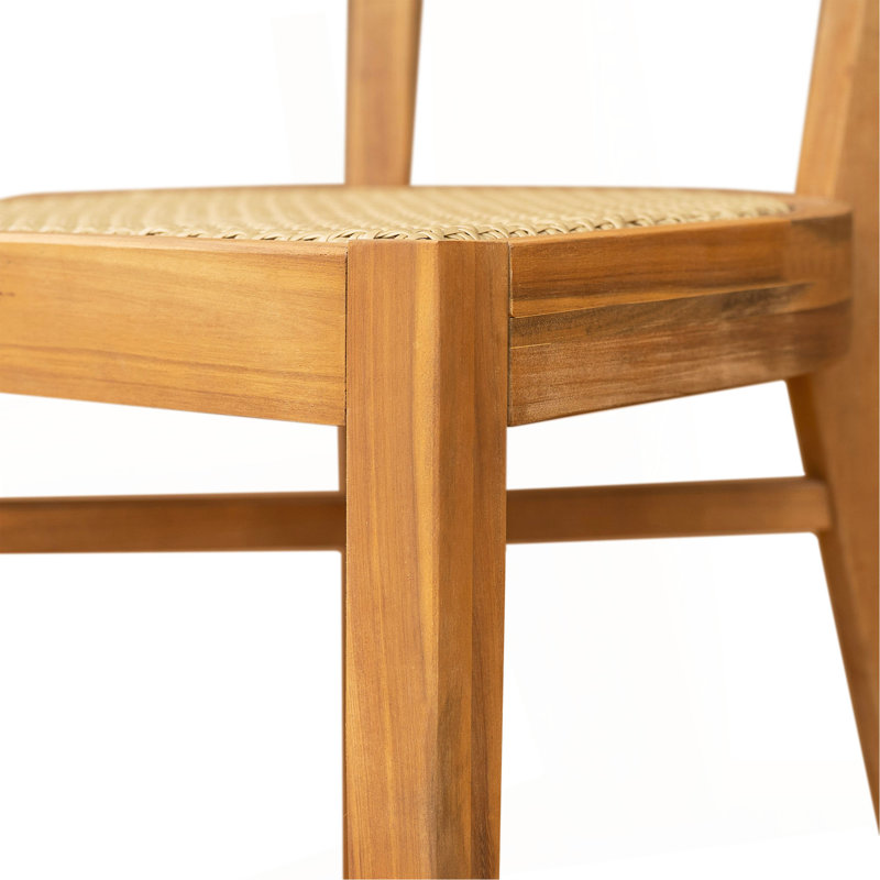 Chaise en bois d'acacia avec osier brun clair Netro
