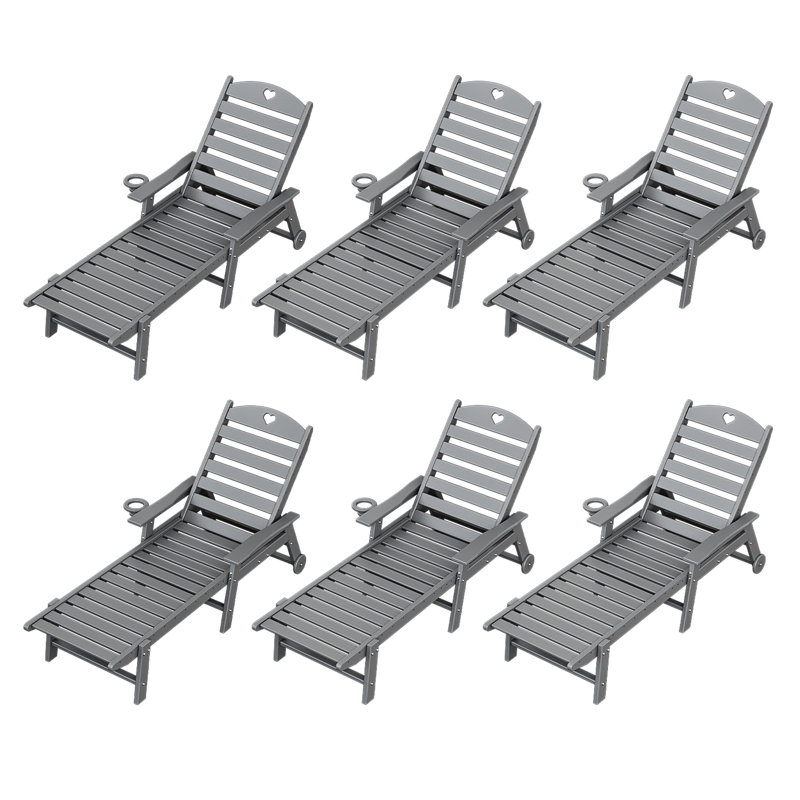 HDPE Patio Lounge chair(6Piece), Gray