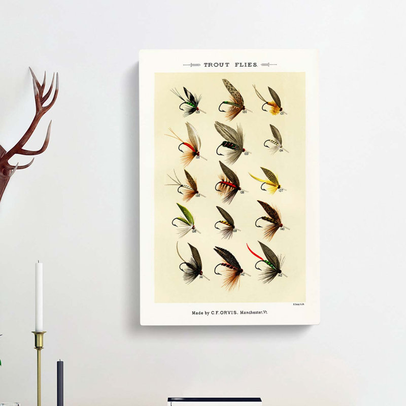 Trout Fishing Flies Version 8 by Mary Orvis Marbury - Wrapped Canvas, 50cm H x 35cm W x 3cm D