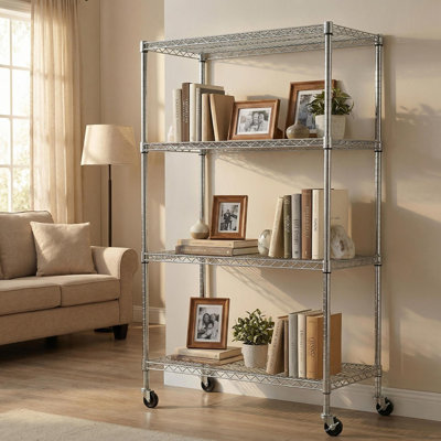 4-Tier Adjustable Heavy-Duty Wire Shelving Units - Rust-Resistant Metal Storage Racks for Kitchen, Garage, Bathroom & Pantry (35.43" D x 17.72" W x 66.54" H)