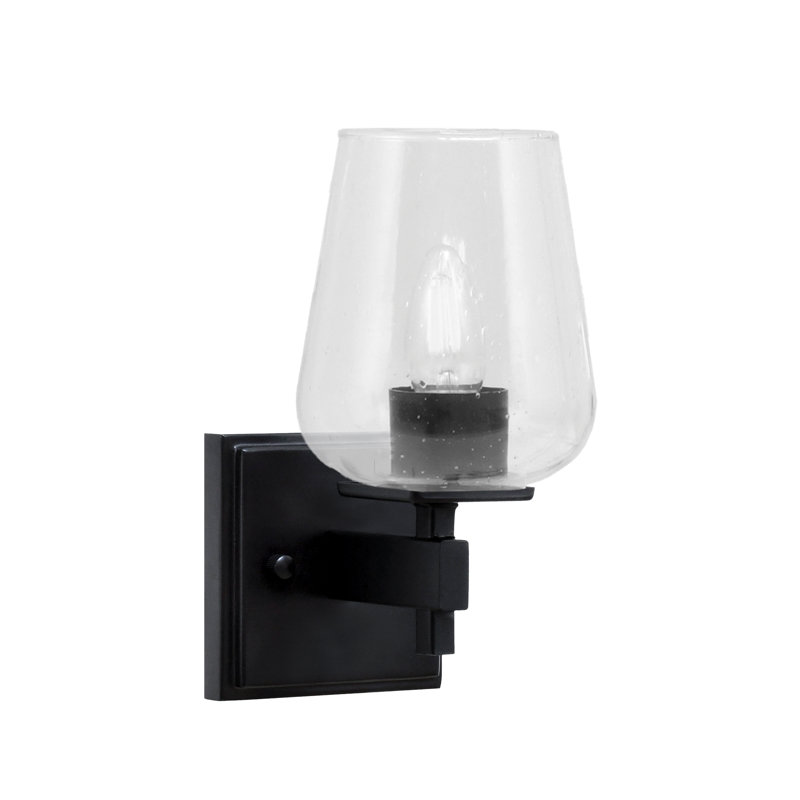 Headland Wall Sconce Shown With 5" Clear Bubble Glass, Black