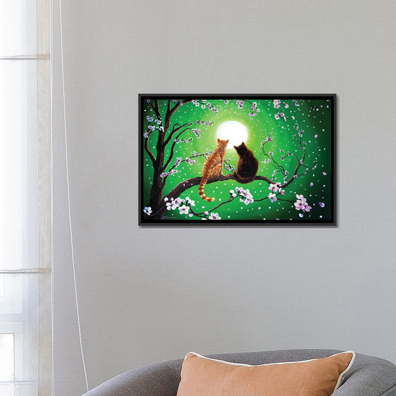 Reproduction d’art, "Cats on a Spring Night" par Laura Iverson, Pas de tapis, H 18 po x l 26 po x P 1,5 po