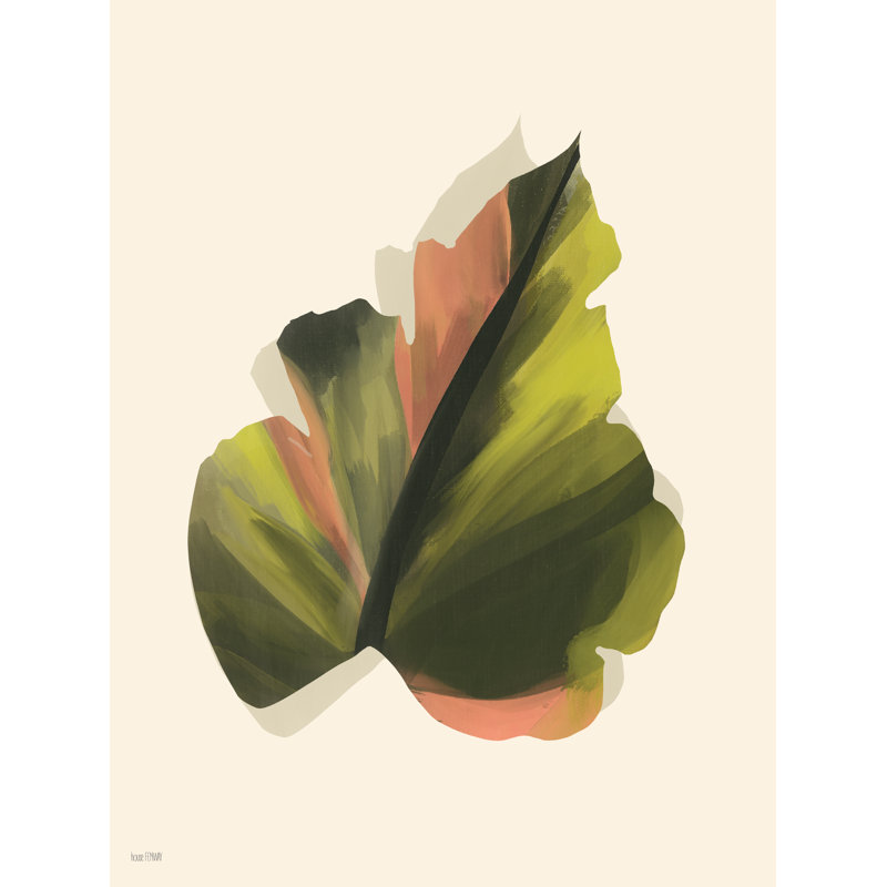 Feuille tropicale II par House Fenway, H 48 po x l 36 po, Cadre flottant blanc
