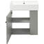 Meuble-lavabo mural gris de 21,6 po avec tablettes ouvertes latérales, trou de robinet simple, porte texturée ondulée, rangement à droite silencieux et efficace, panneau, poignées à corrosion, assemblage facile-1720773009