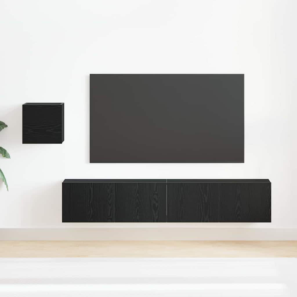 TV Cabinet Set 4 Pcs Black Oak 80 X 30 X 30 Cm Engineered Wood