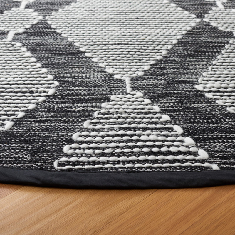 Tapis kilim en polyester fait à la main Arbe, Rond 6 pi