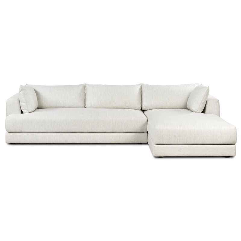 Canapé modulaire en tissu 122 po avec chasse 80 po Marcel, Face à la gauche, Cendre vive