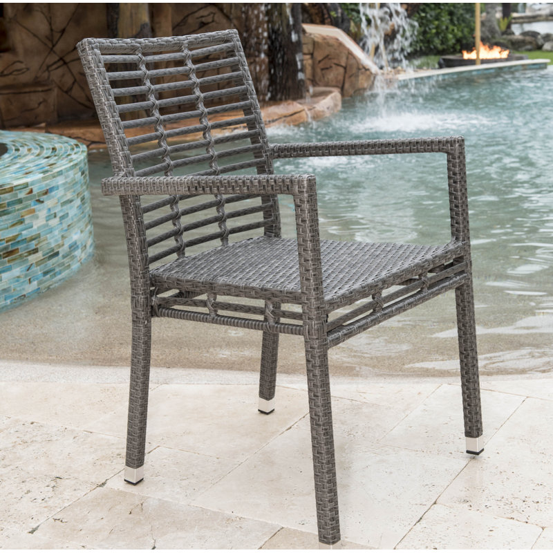 Graphite Wicker Outdoor Stacking Dining Armchair