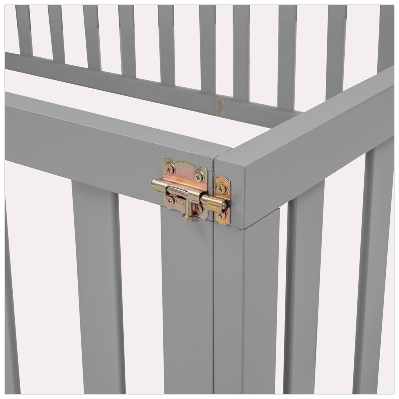Wood Daybed Frame With Fence, Gray, Queen