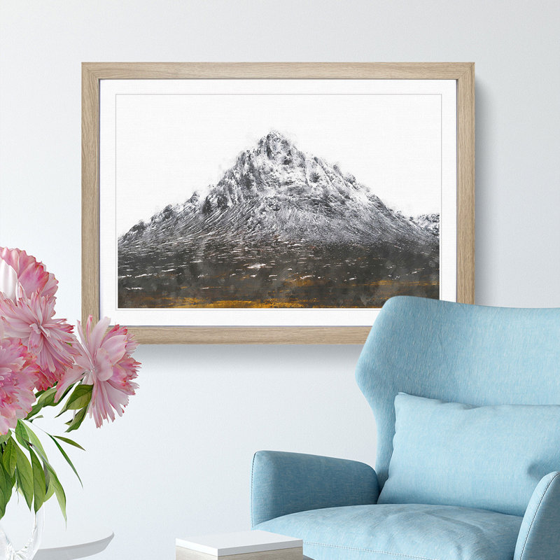 Mountain in Scotland - Picture Frame Graphic Art Print, 62cm H x 87cm W x 2cm D, Oak Framed