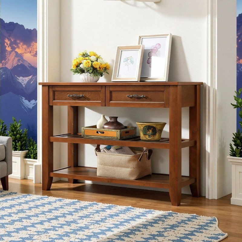 Buffet console 42 po avec 2 tiroirs de rangement et 2 tablettes ouvertes