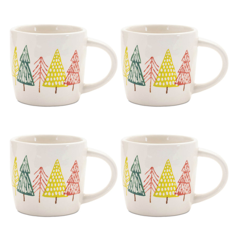 Ensemble de 4 tasses en céramique à motif pin