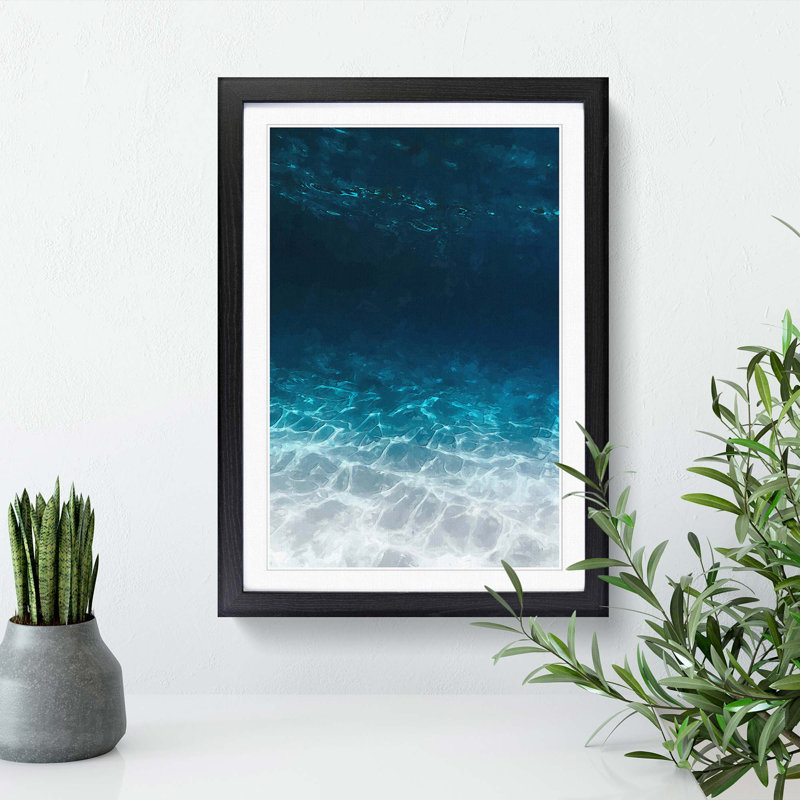 Under the Ocean in Abstract - Picture Frame Graphic Art Print, 48cm H x 36cm W x 2cm D, Black Framed
