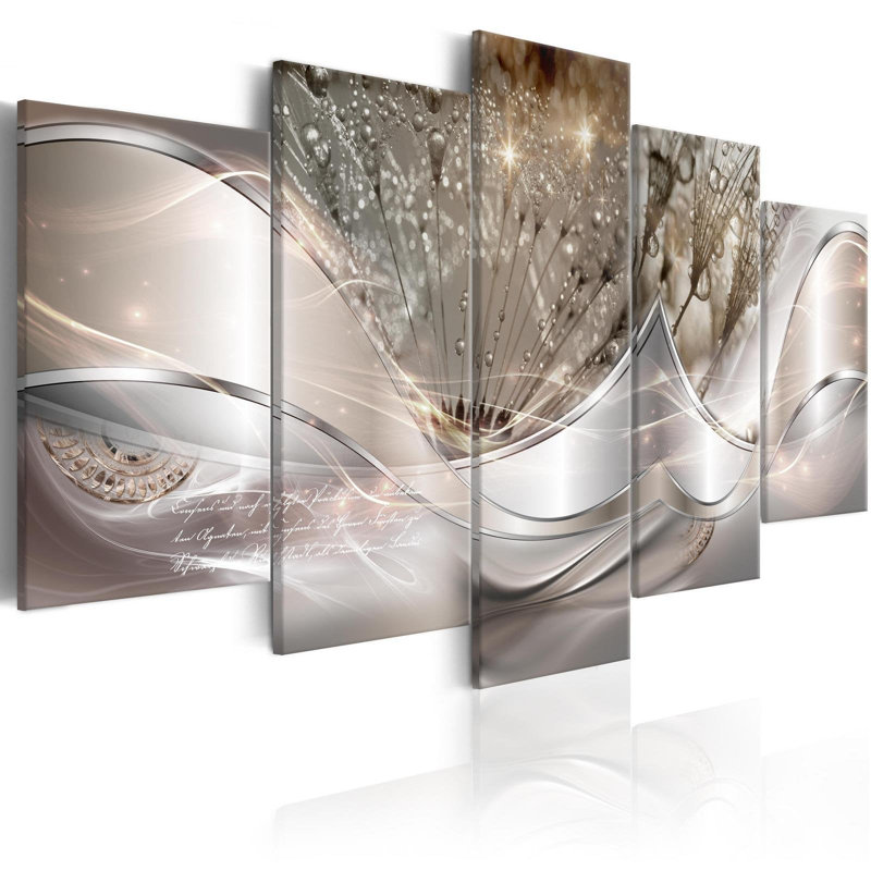 " Sparkling Dandelions Beige 5 Piece " 5 - Pieces, 40" H x 80" W x 0.7" D