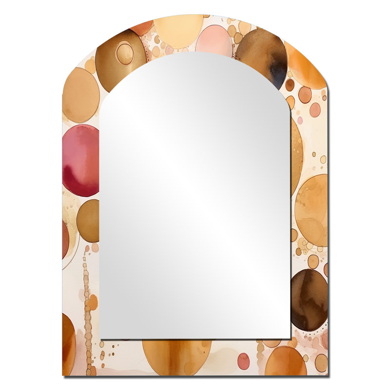 Afternoon Dreams Boho Chic Vintage Pink Gold I - Geometric Asymmetrical Large Wall Mirror, Pink Arch Decorative Mirror, Printed Metal Art
