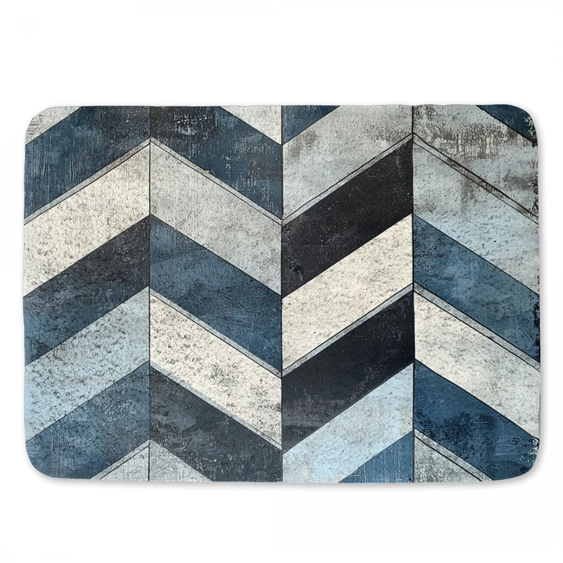 Chevron Bath Mat Pattern Bathroom Decor Contemporary, 24" L x 17" W