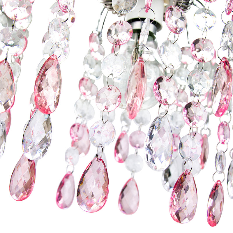 Contemporary Pendant Shade with Acrylic Droplets, Pink