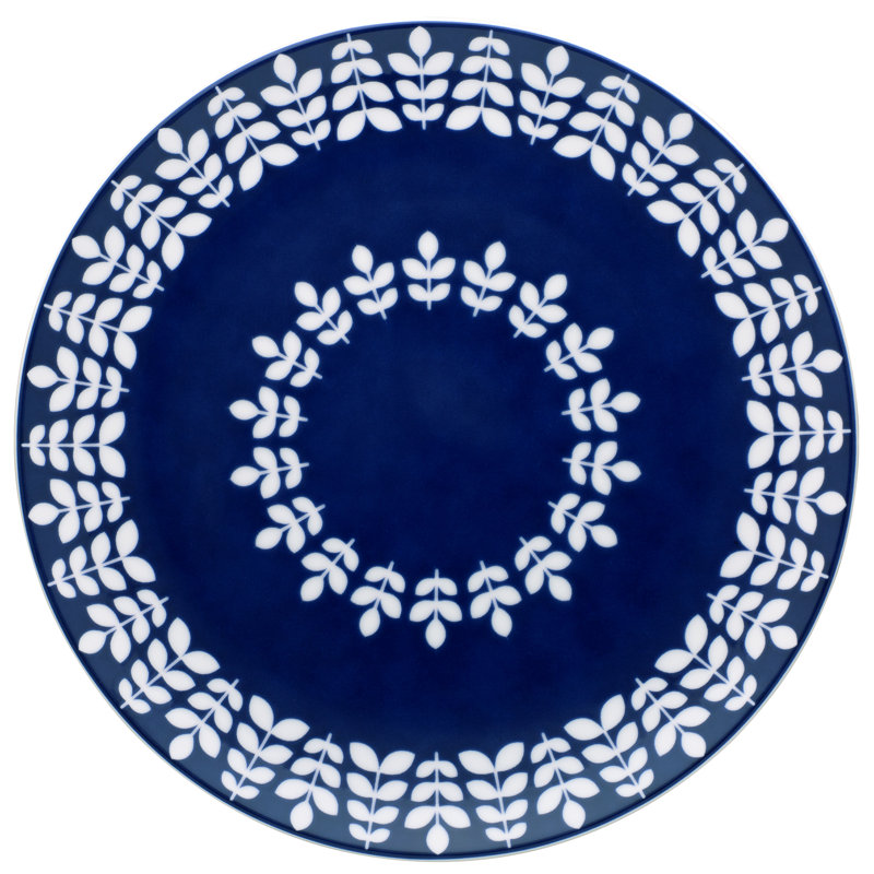 Blue and White Ceramic Round Platter Dish