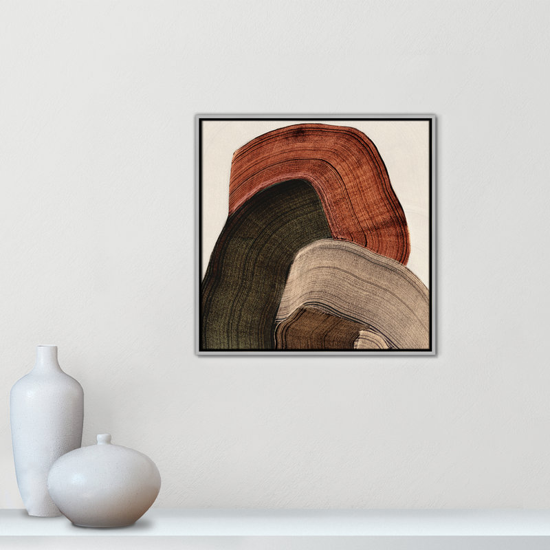 «Folded Earth I» par Casa Fine Arts, L 25,5 po x H 25,5 po, Toile avec cadre, Silver Floater