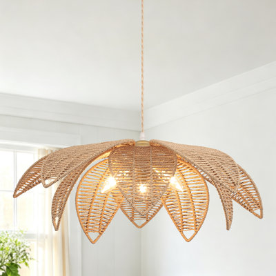 Luminaire suspendu en rotin 3 lumières en rotin Boho Coastal